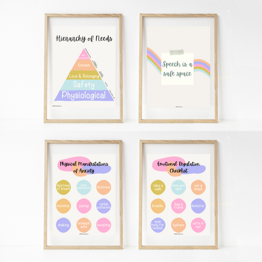 Muted Rainbow Speech Room Wall Art- Set of 20 – Play Therapy Creative