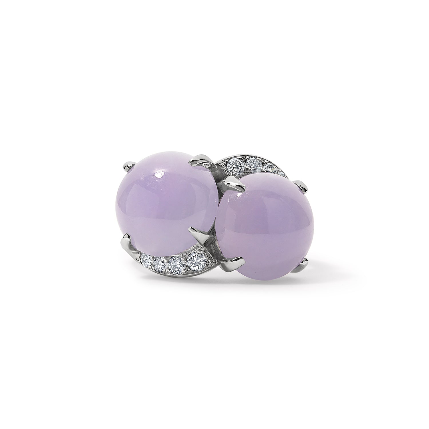 Vintage Lavender Jade and Diamond Moi et Toi Ring - Stephanie Gottlieb product image