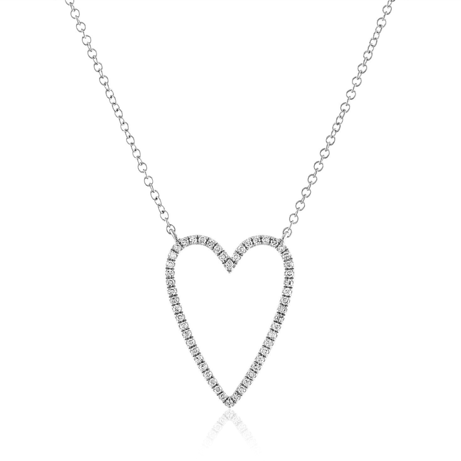 Pave Heart Shaped Outline Necklace Stephanie Gottlieb