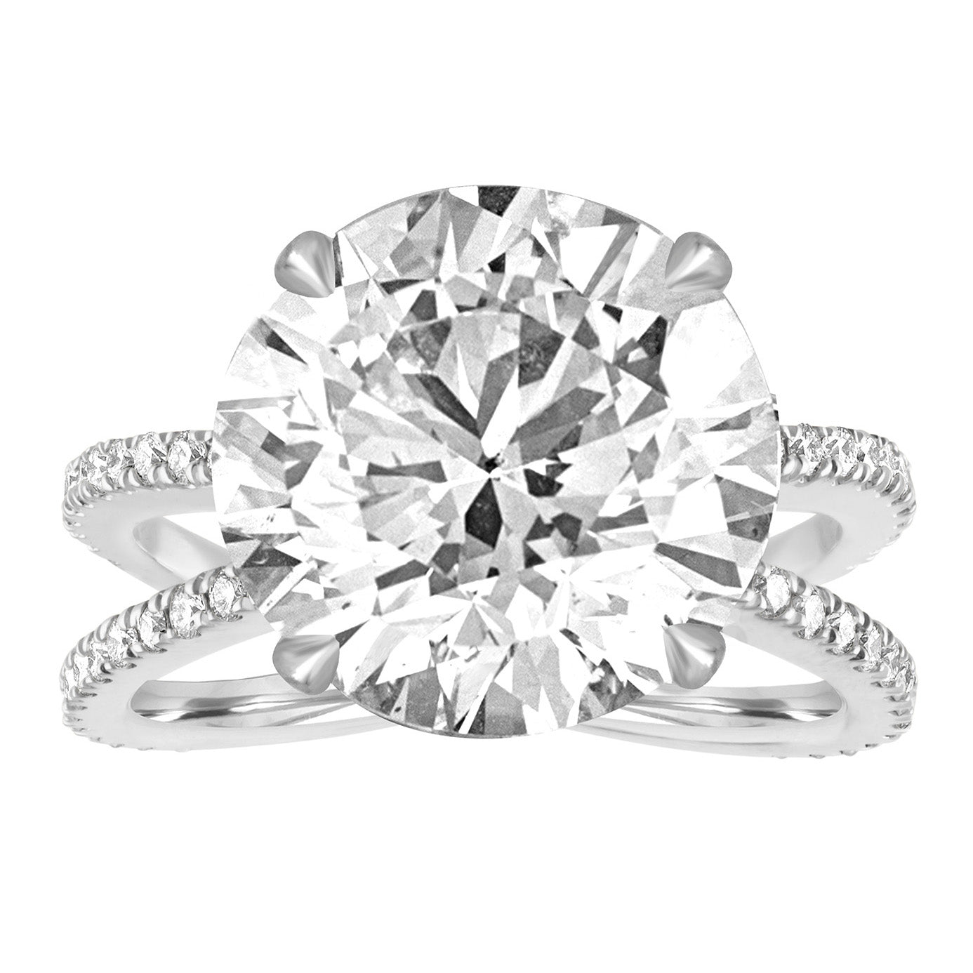 Reverse Pave Split Shank Engagement Ring