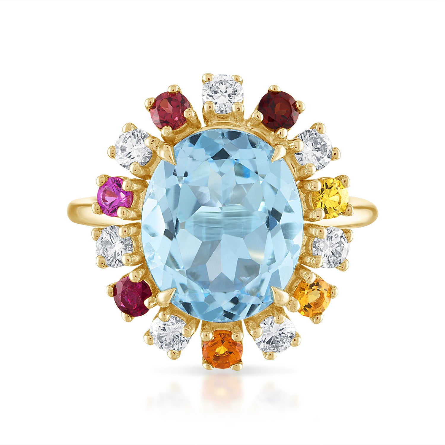 Blue Topaz Sunburst Gemstone Ring