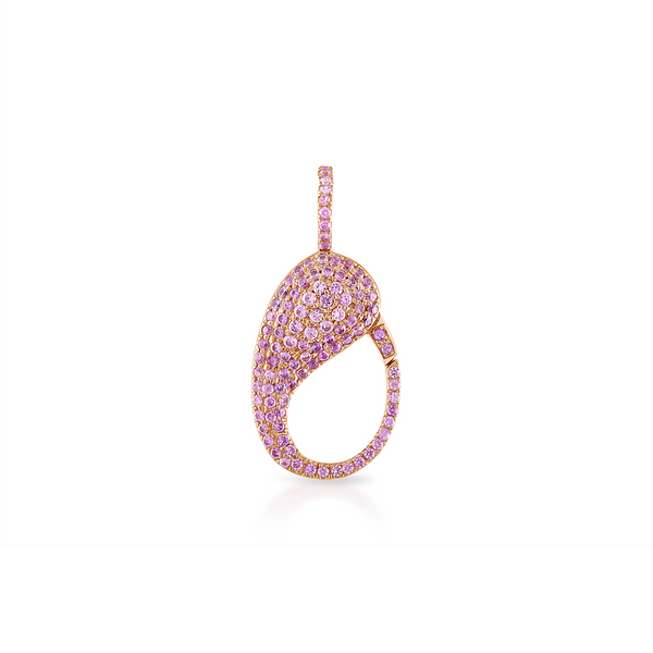 Large Bubble Initial Charm with Pave Outline Necklace