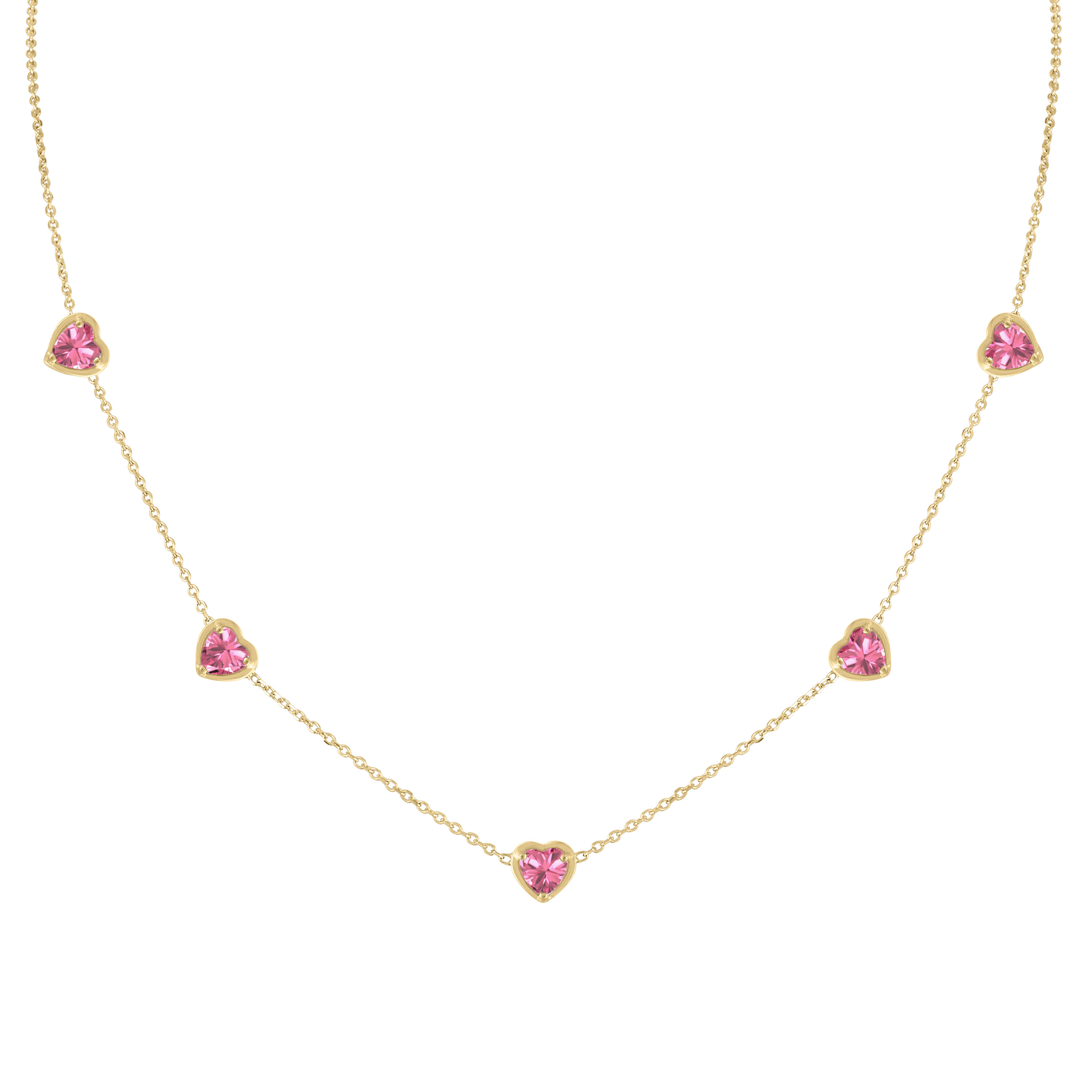 Birthstone Hearts Station Necklace