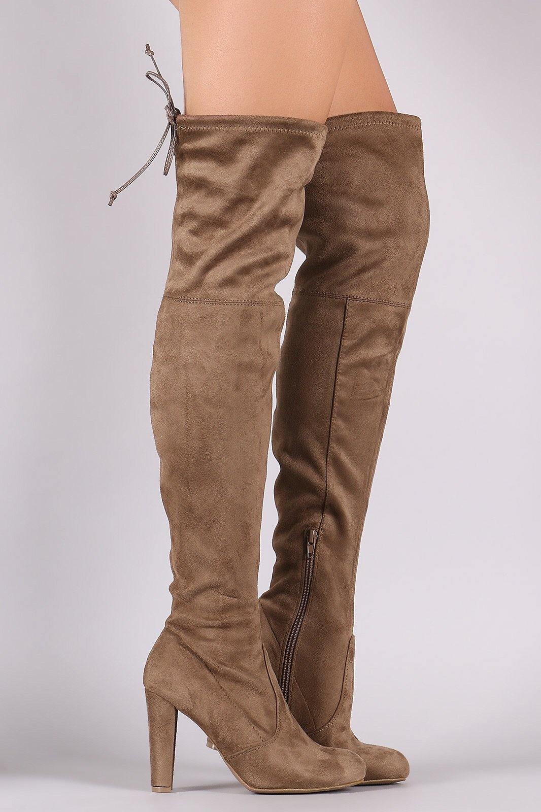 Thigh High Suede Taupe Boots | Dimesi 