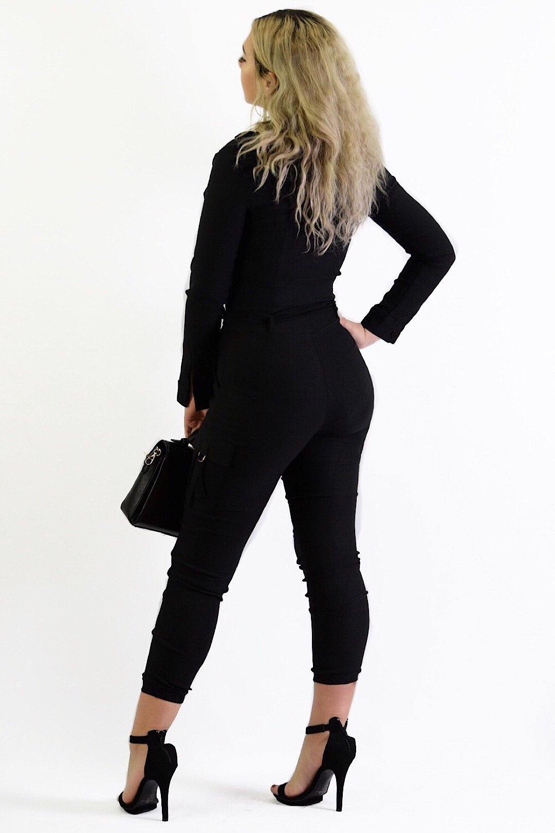 Kourtney Long Sleeve Black Jumpsuit Dimesi Boutique