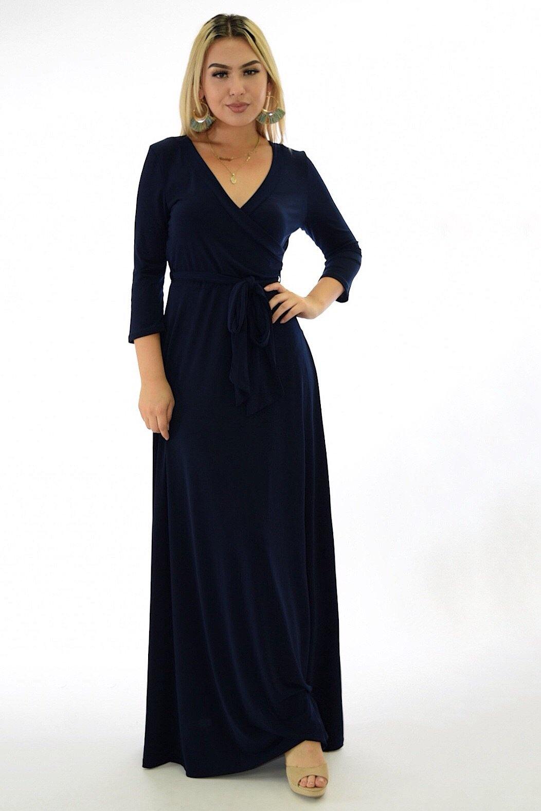 navy blue flowy maxi dress