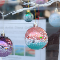 Newquay Central Post Office Christmas Window Christmas Baubles