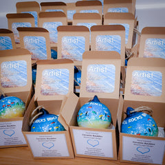 Hand Painted Customed Ceramic Baubles for Gulls Rocks Beach