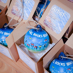 Hand Painted Customed Ceramic Baubles for Gulls Rocks Beach