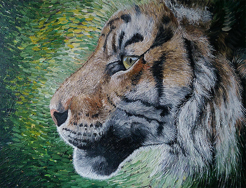 The Tracker Tiger Painting Work in Progress Artist Diane Griffiths