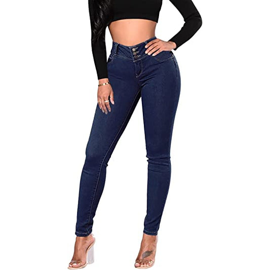 Women's Classic High Waisted Skinny Stretch Butt Lifting Jeans Slimming Fit  Denim Pants