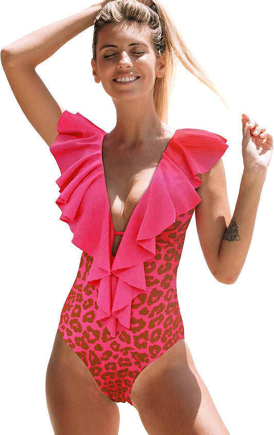 Blooming Jelly Women's Tummy Control Swimsuit One Piece Full Coverage Plus  Size Bathing Suit Retro Ruffle Swimwear