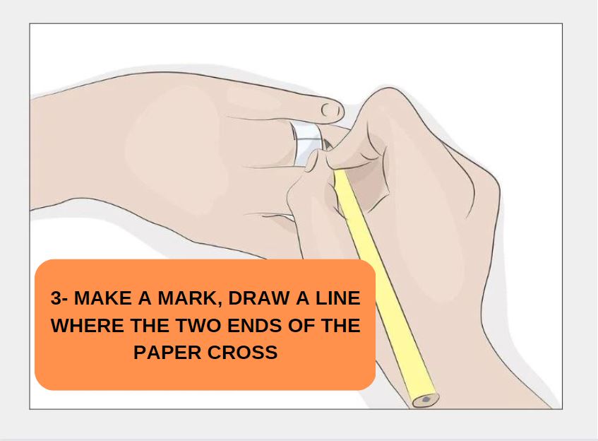 MAKE A MARK, DRAW A LINE WHERE THE TWO ENDS OF THE PAPER CROSS