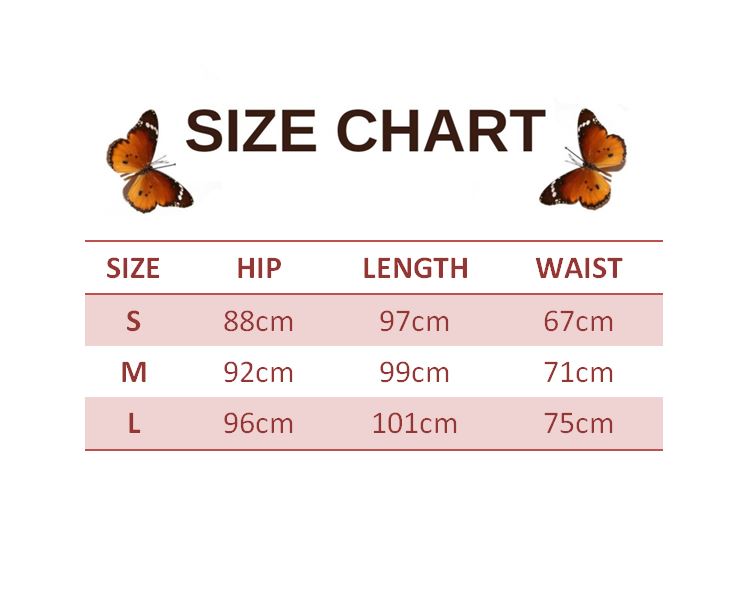 size chart for butterfly skirt for ladies