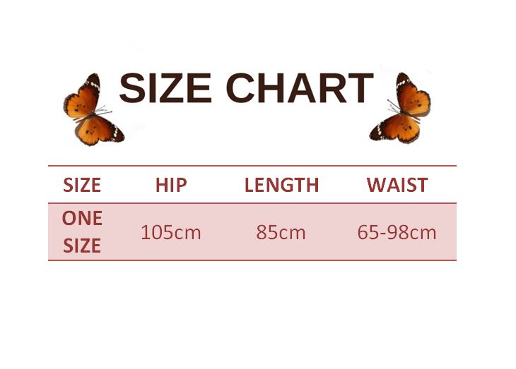 size chart for butterfly silk skirt