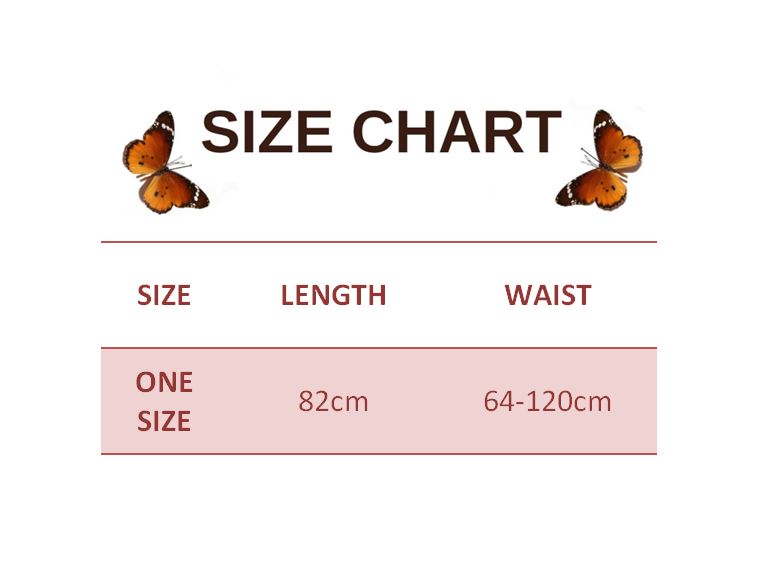 size chart for purple butterfly skirt