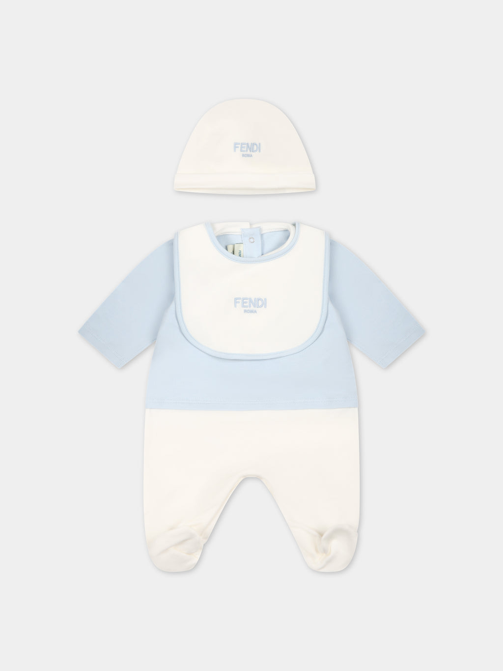 Light blue set for baby girl with logo