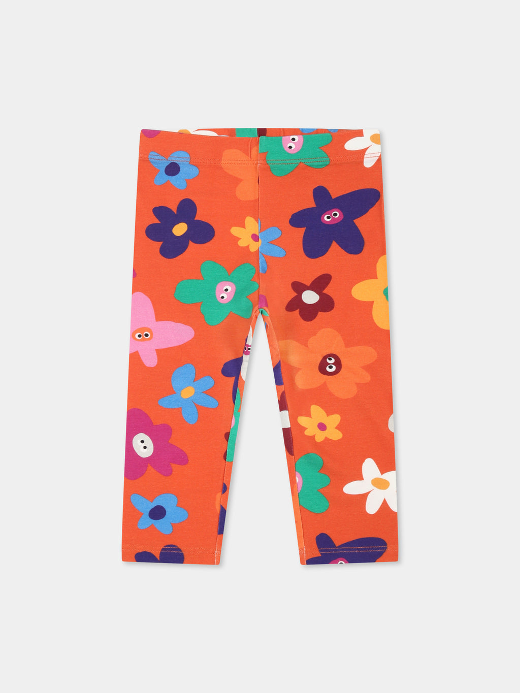 Orange leggings for baby girl with flowers