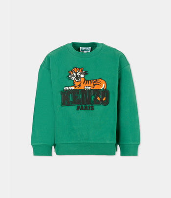 Felpa verde per bambino con tigre,Kenzo Kids,K61434 67C