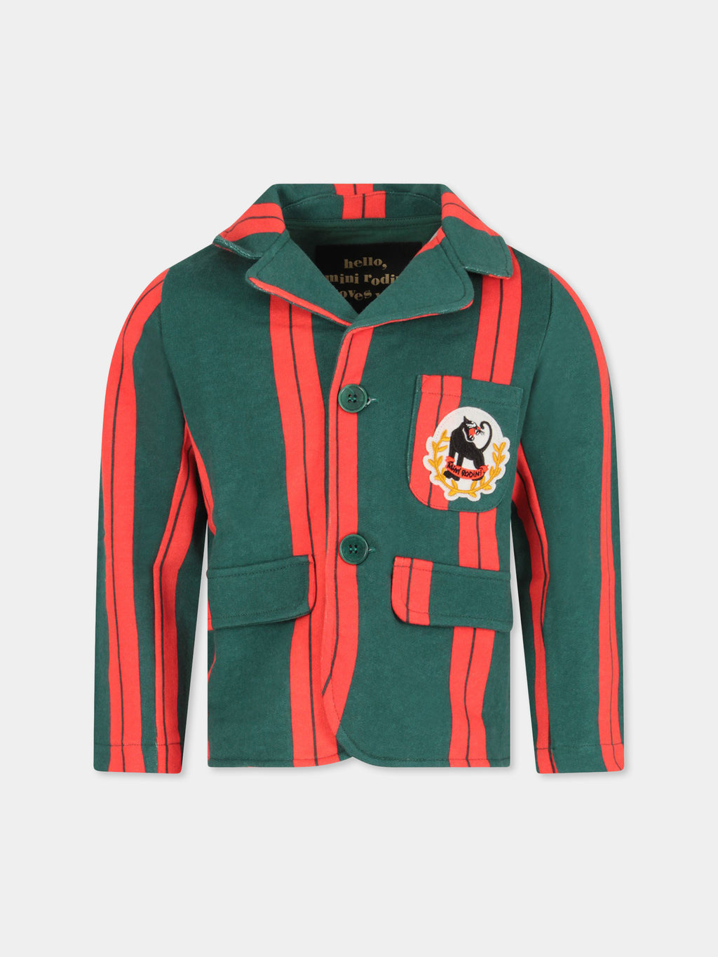 Green and red jacket for boy with logo