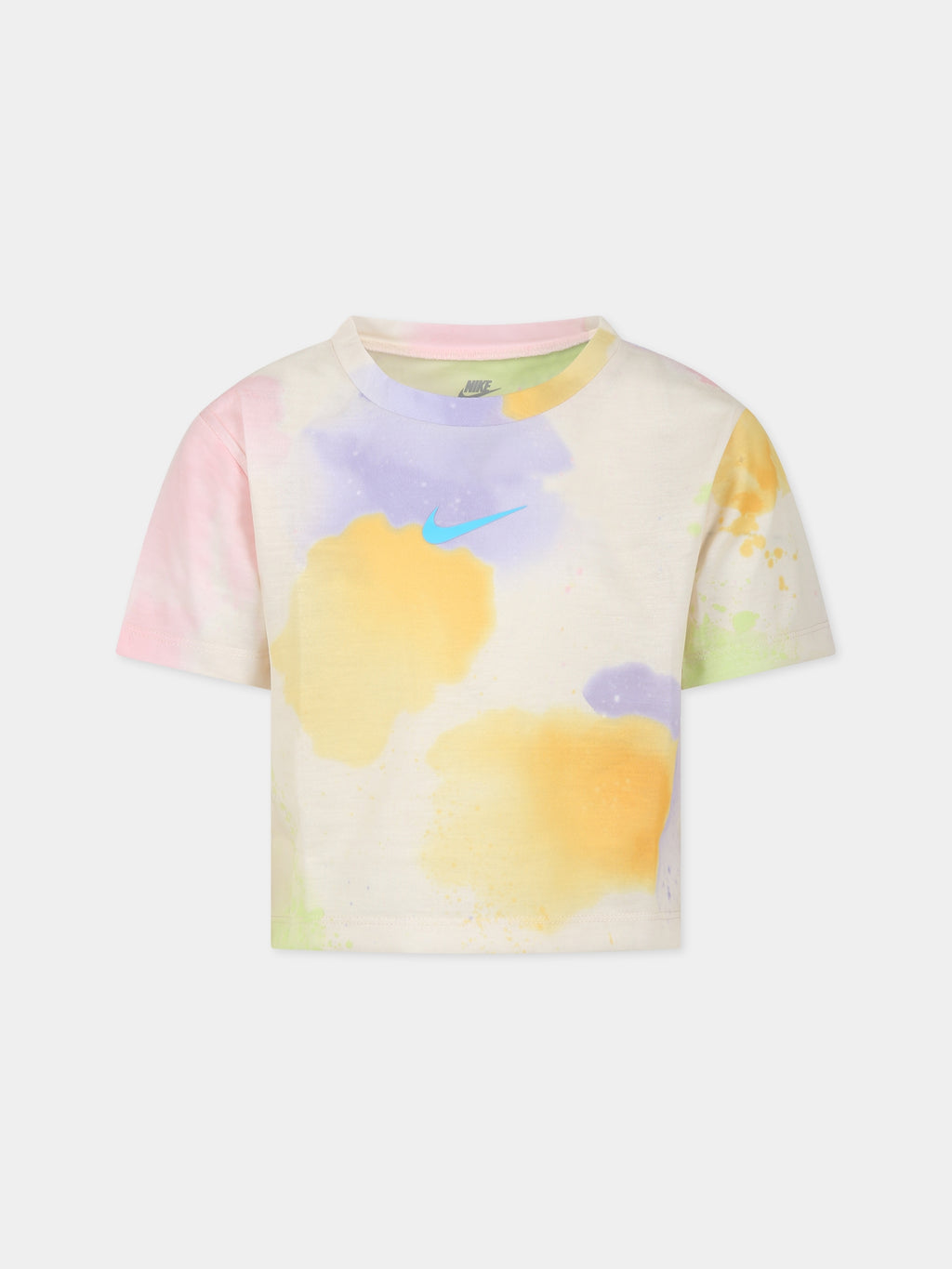 T-shirt avorio per bambina con iconico swoosh