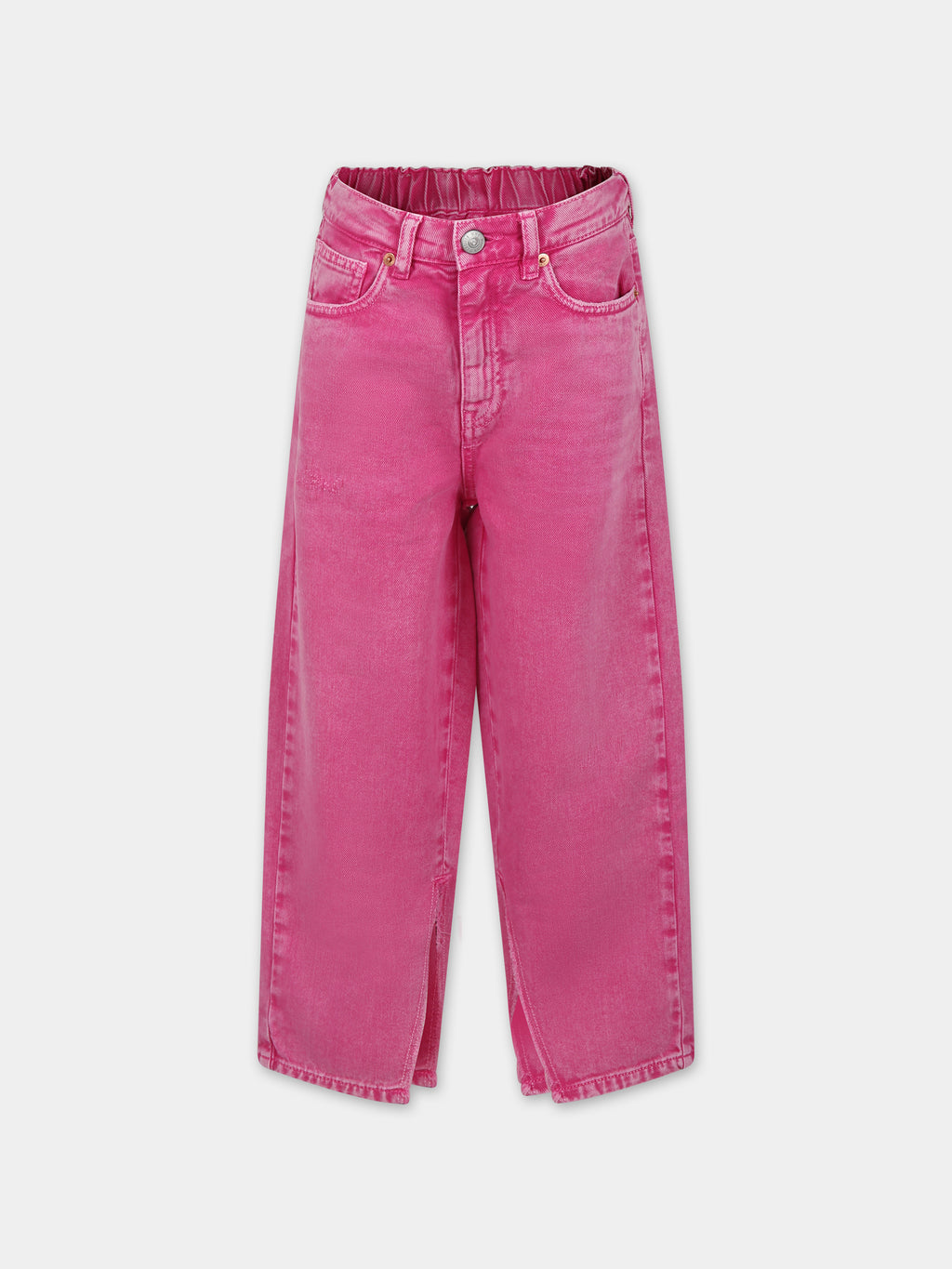 Fuchsia jeans for girl with logo