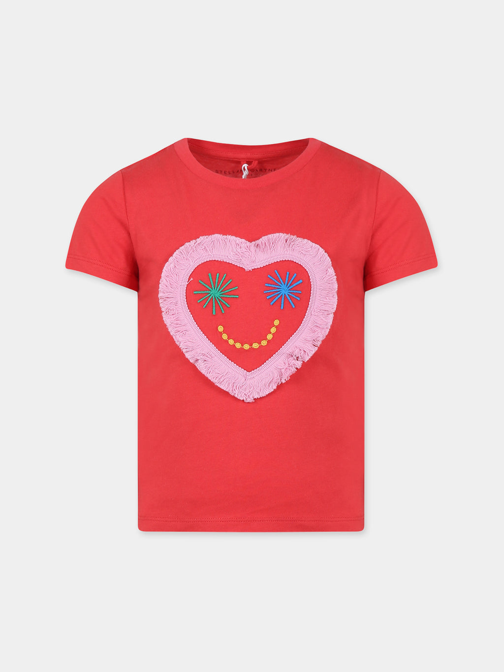 T-shirt rouge pour fille avec cœur
