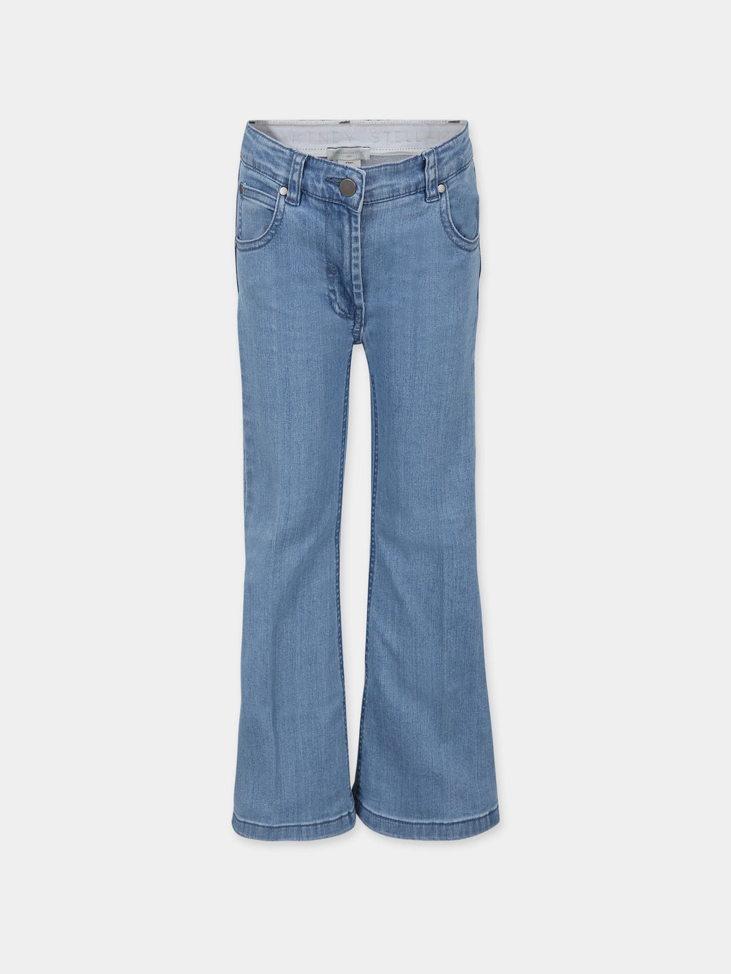 Light blue jeans for girl with logo