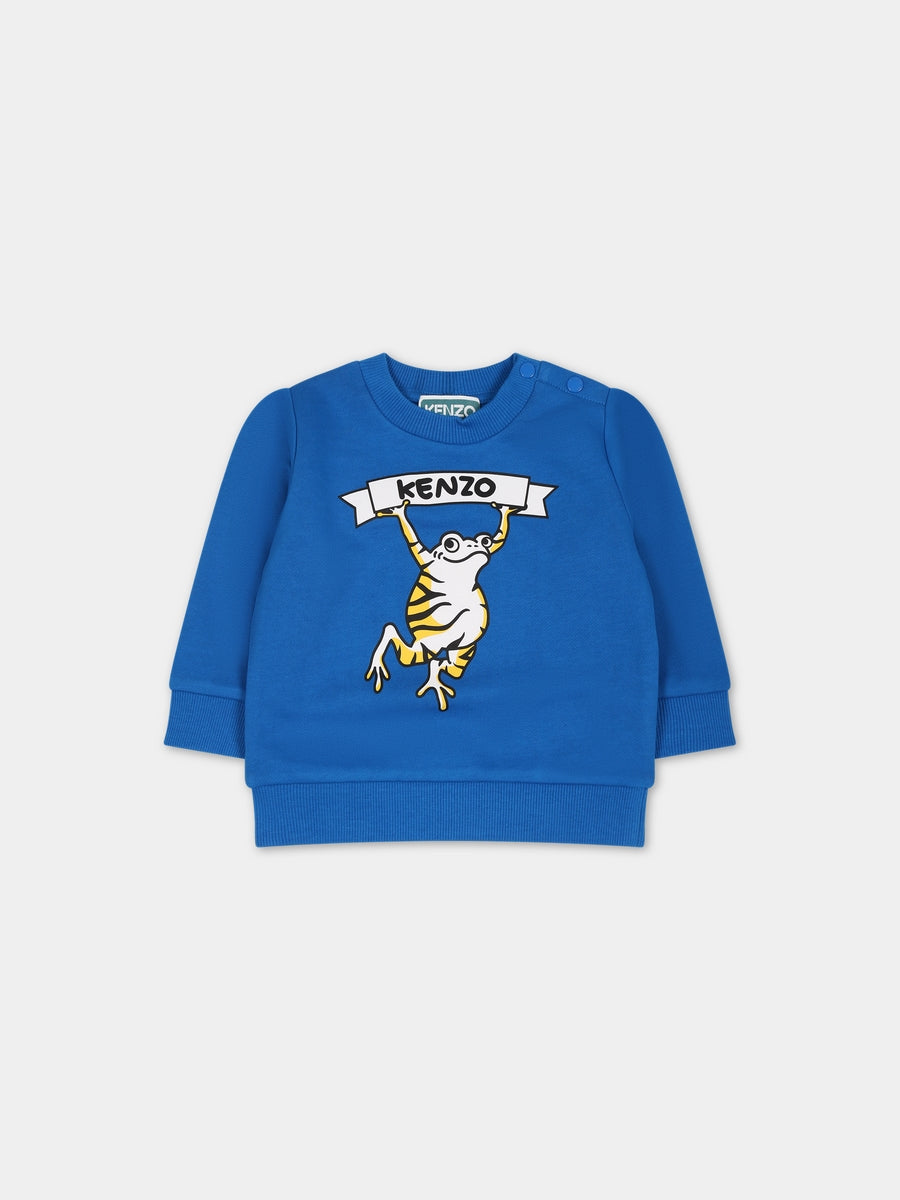 Sweat-shirt bleu ciel pour bébé garçon avec logo et imprimé