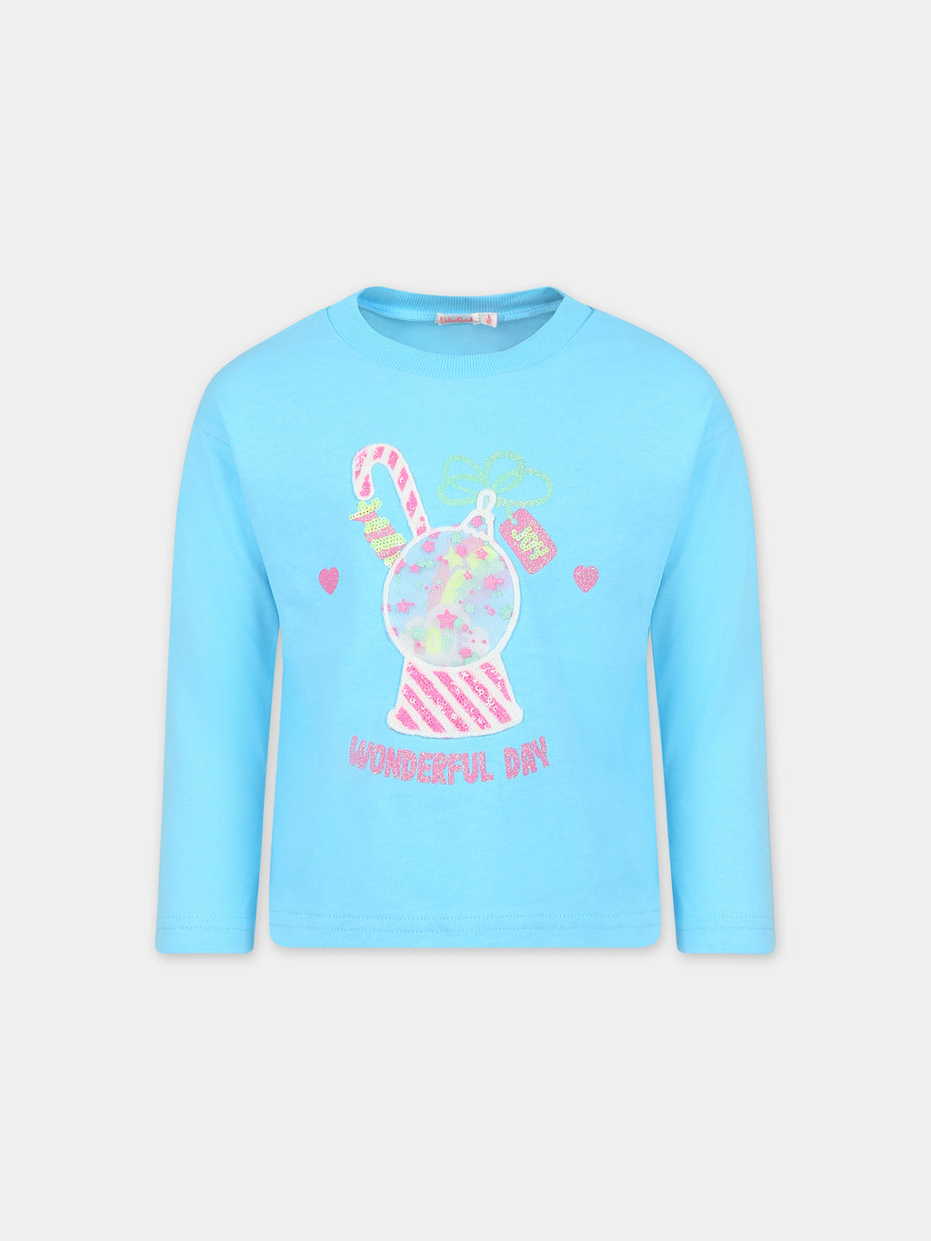 Light blue t-shirt for girl with print