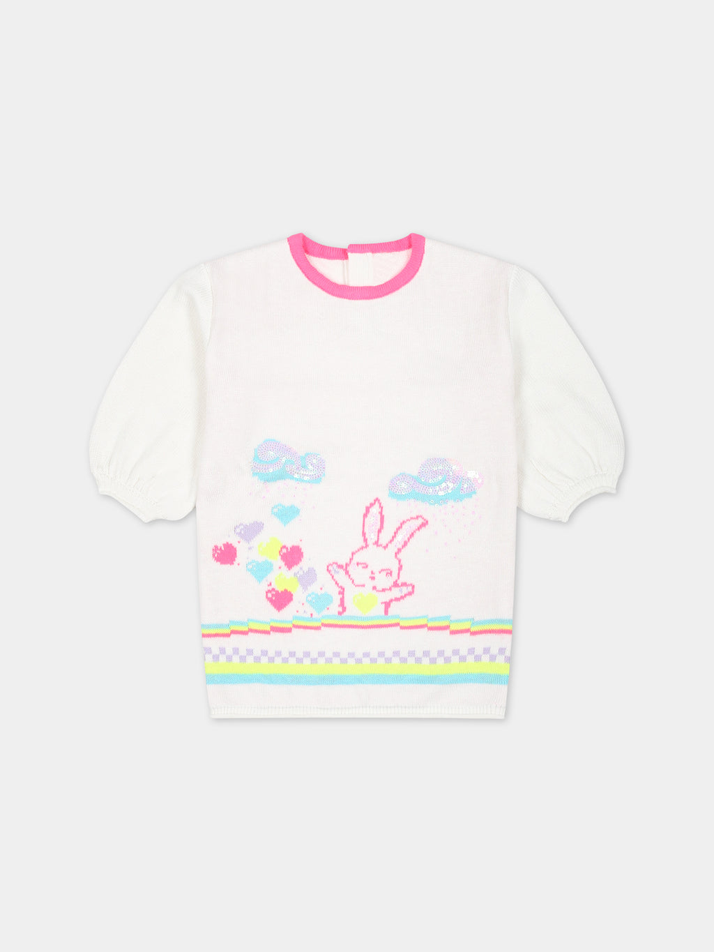 Ivory dress with rabbit for baby girl