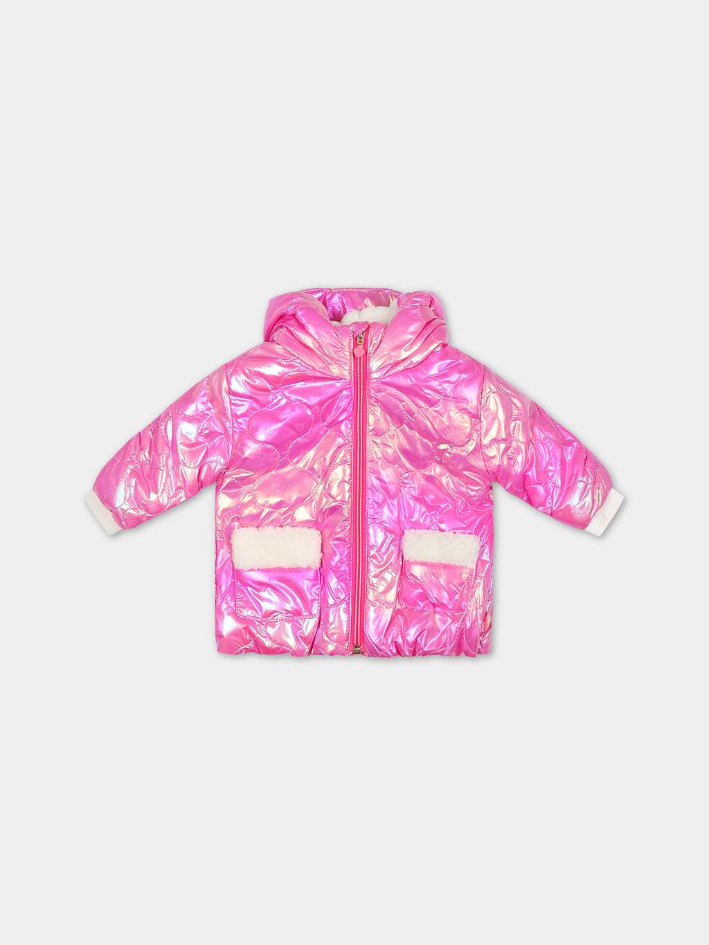 Metallic pink padded coat for baby girl