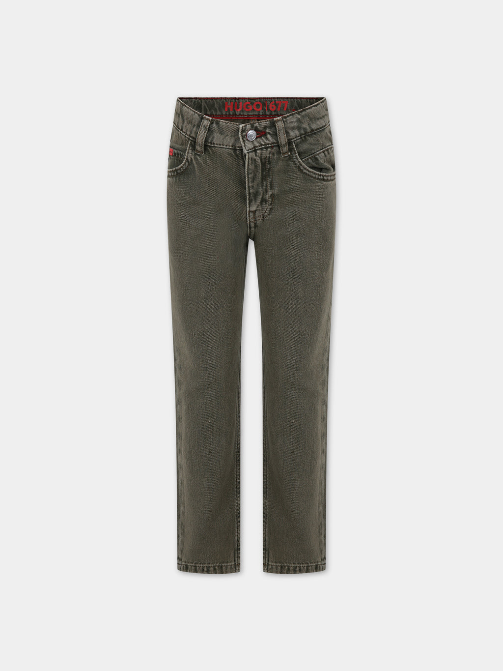 Green jeans for boy with logo