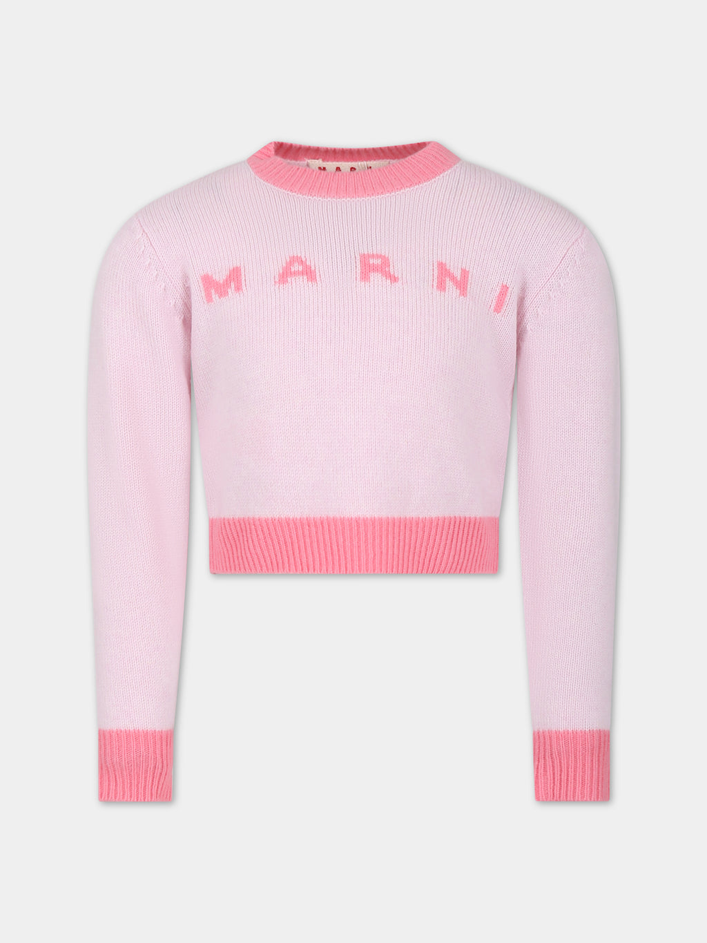 Pink sweater for girl with logo