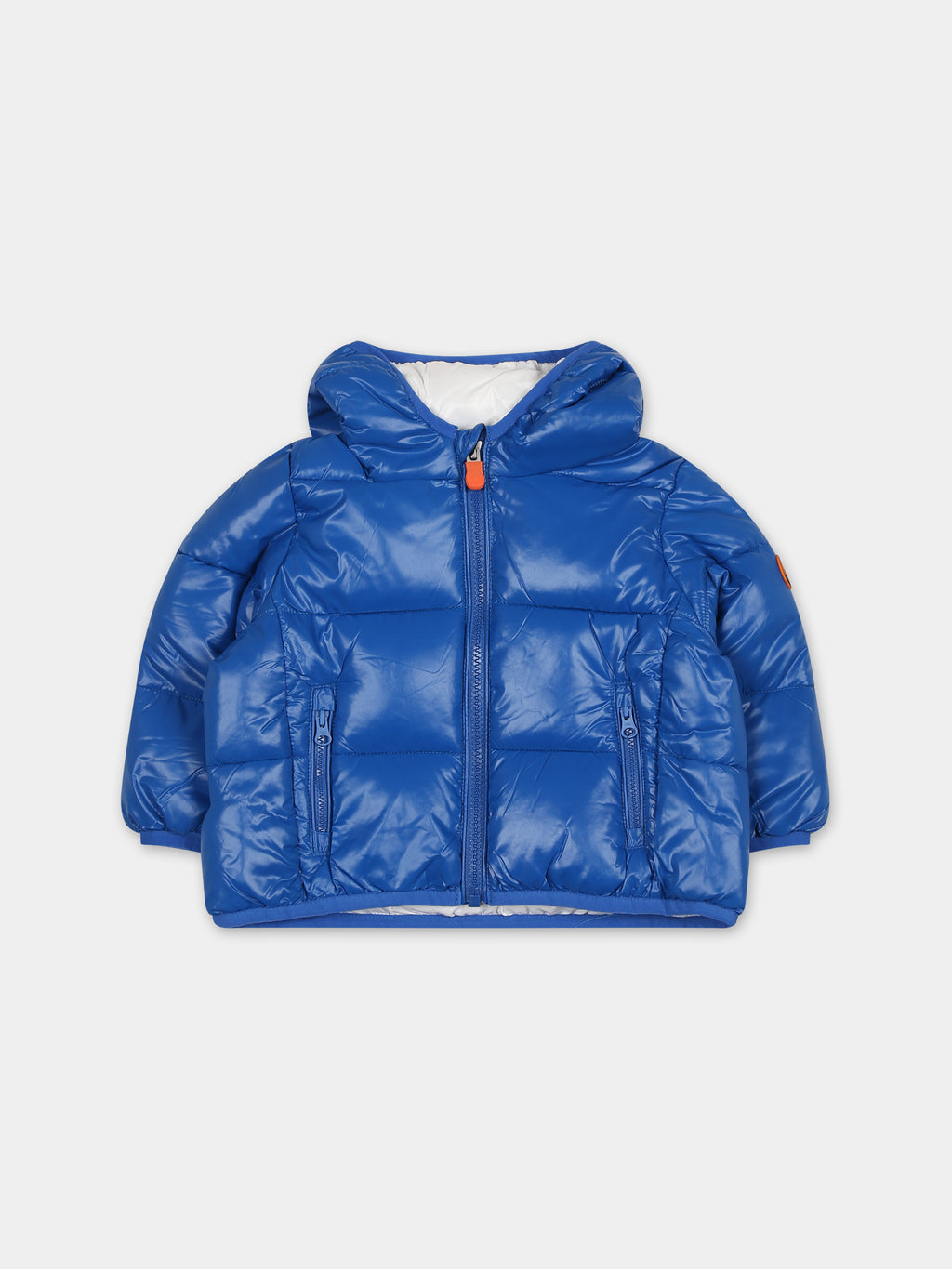 Light blue Jody down jacket for baby boy with logo