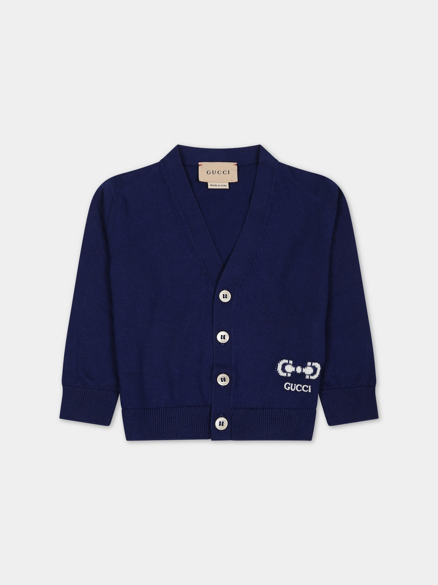 Cardigan bleu pour bébé garçon avec logo