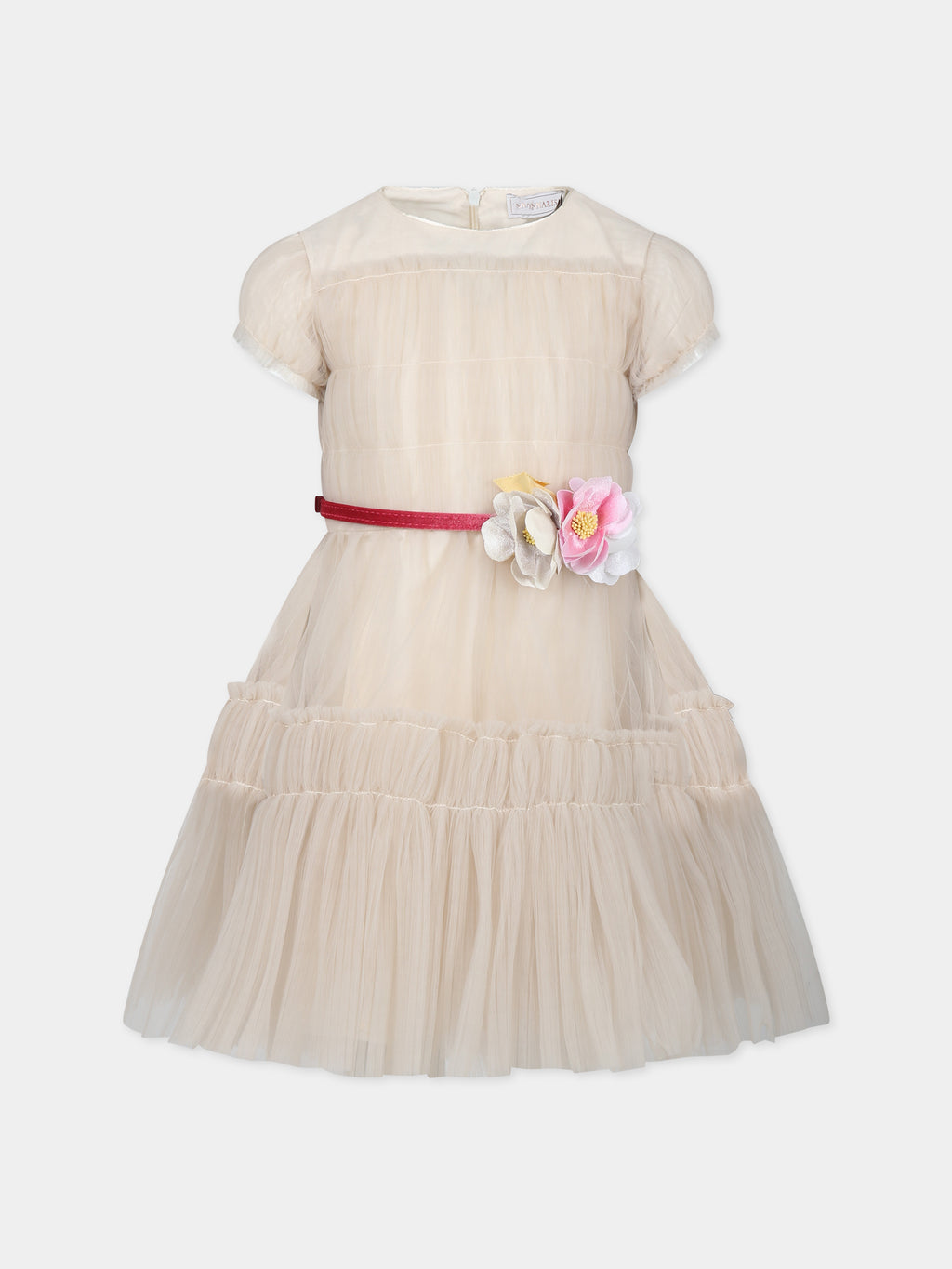 Ivory dress for girl with flowers