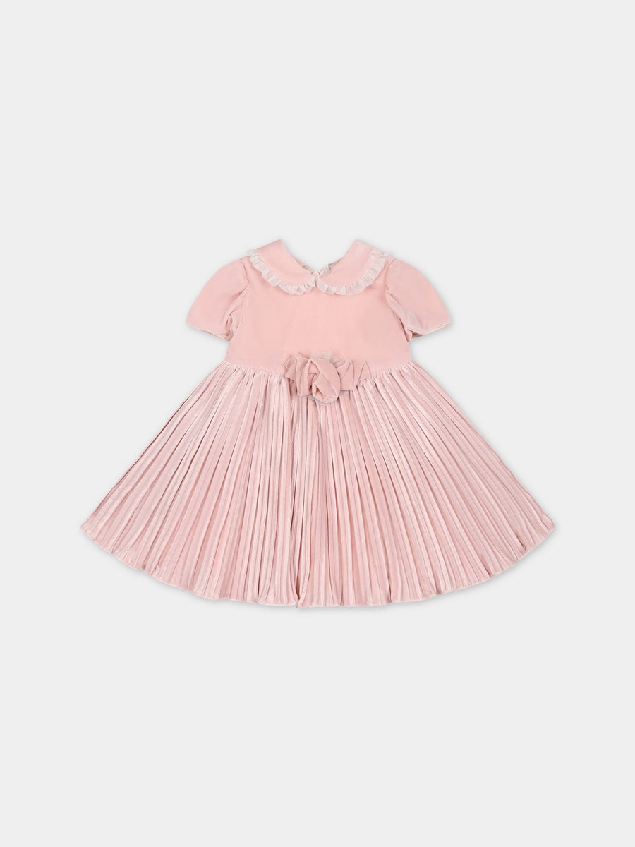Pink dress for baby girl with rose