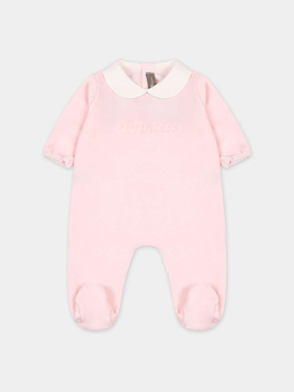 Pink babygrow for baby girl with embroidery