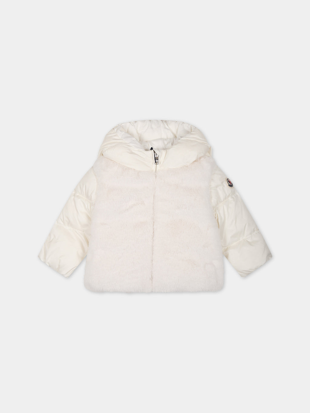 White Natas jacket for baby girl with logo