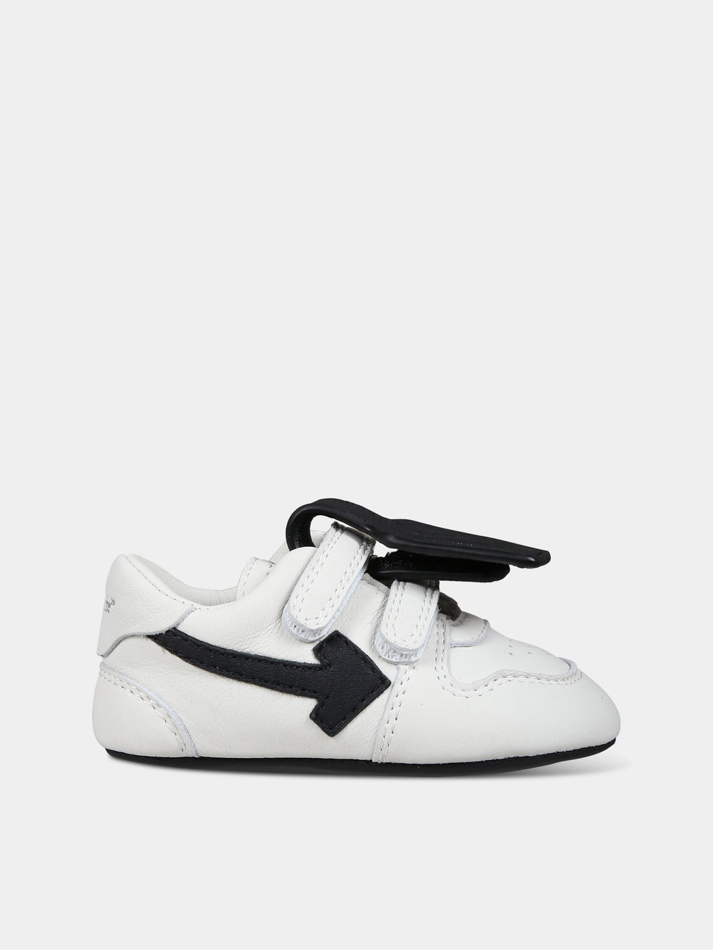 Sneakers basse bianche da culla per neonati con iconica freccia