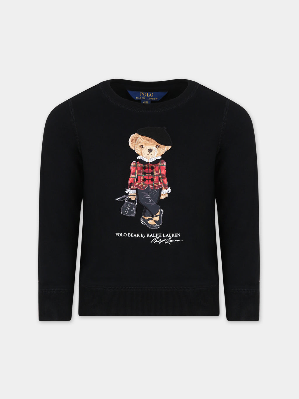 Black sweatshirt for girl with bear and logo