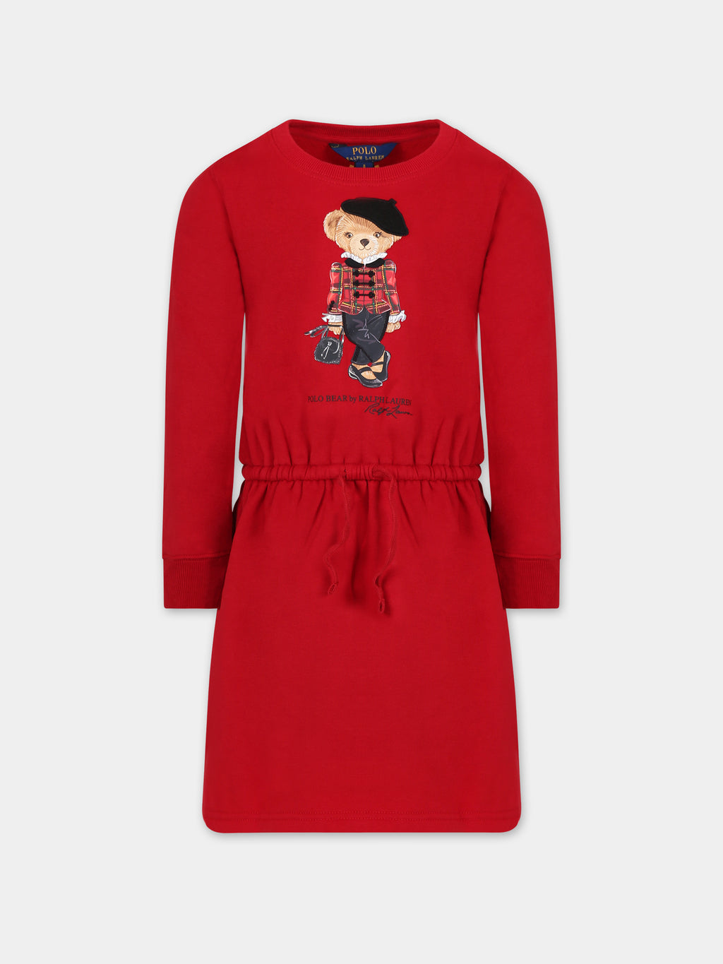 Red derss for girl with bear and logo