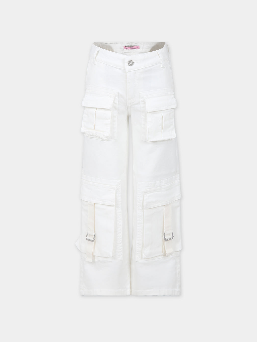 Ivory trousers for girl with logo