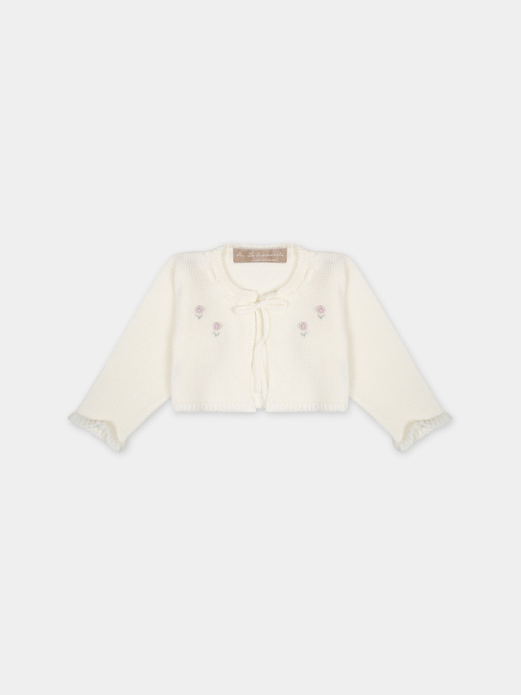 White cardigan for baby girl with flower
