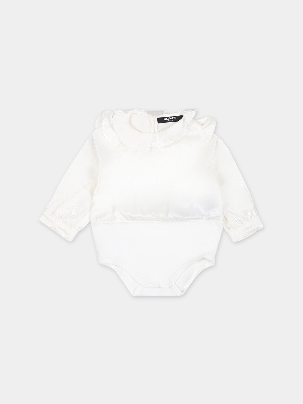 Camicia avorio in satin per neonata