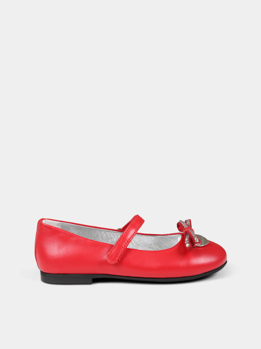Red ballet flats for girl with bow