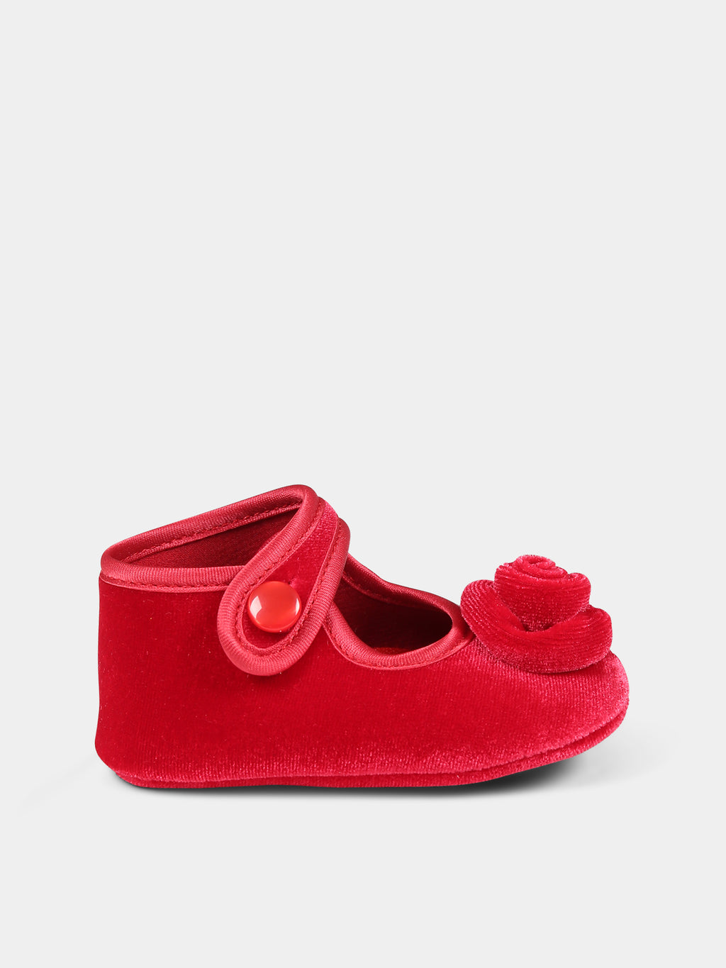 Red ballets flats for baby girl with rose