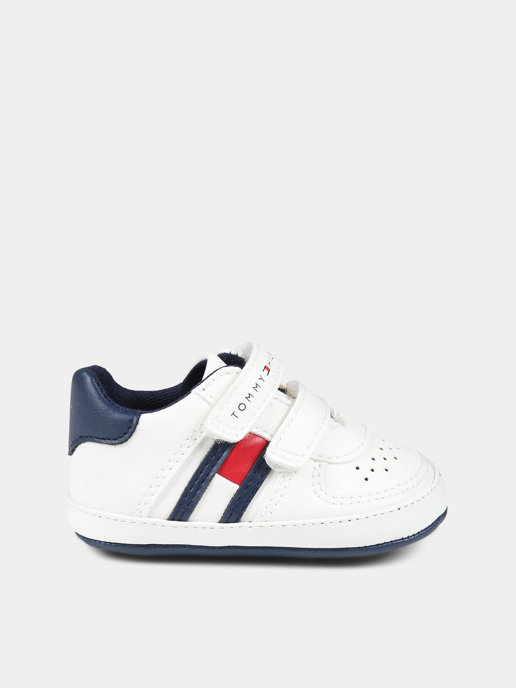 White sneakers for baby boy with logo