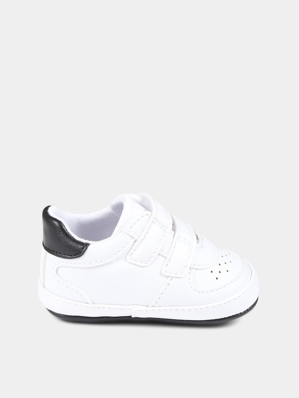 White sneakers for baby boy with logo